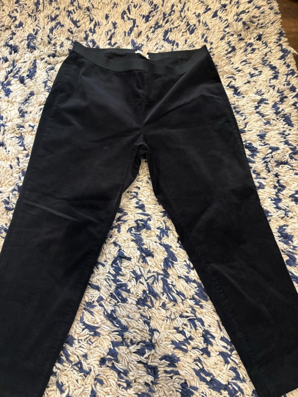 Eileen Fisher Black Knit pants elastic waist corduroy women’s size large